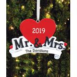 Personalized Planet Ornaments - White & Red 'Mr. & Mrs.' Heart Date Personalized Ornament