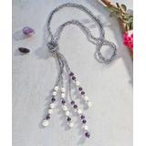 My Gems Rock! Women's Necklaces Purple - Cultured Pearl & Amethyst Tassel Lariat Necklace