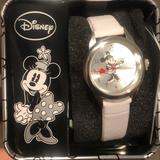 Disney Jewelry | Minnie Mouse Watch In Box With White Band. | Color: White | Size: Os