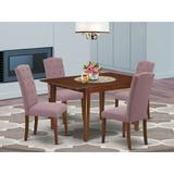 Winston Porter Mellie 5 Piece Extendable Solid Wood Dining Set Wood/Upholstered Chairs in Brown/White, Size 30.0 H in | Wayfair