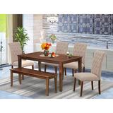 Winston Porter Gunson 6 Piece Solid Wood Dining Set Wood/Upholstered Chairs in Brown, Size 30.0 H in | Wayfair B68C4DF3DE3D4960BE9BBC7C36E92789