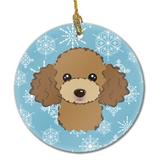 The Holiday Aisle® Snowflake Poodle Hanging Figurine Ornament Ceramic/Porcelain in Blue/Brown, Size 3.0 H x 3.0 W x 0.25 D in | Wayfair