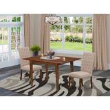 Canora Grey Mclachlan 3 Piece Extendable Solid Wood Dining Set Wood/Upholstered Chairs in Brown/White, Size 30.0 H in | Wayfair