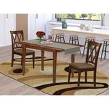 Winston Porter Visby 3 Piece Extendable Solid Wood Dining Set Wood/Upholstered Chairs in Brown, Size 30.0 H in | Wayfair