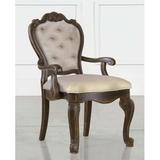 Fleur De Lis Living Aguila 24" Counter Stool w/ Arms Wood/Upholstered in Brown, Size 44.0 H x 28.0 W x 26.0 D in | Wayfair