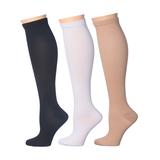 Rexx Compression Socks black, - Black & White Knee-High Three-Pair 15-20mmHg Compression Sock Set