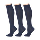 Rexx Compression Socks navy - Navy Knee-High Three-Pair 15-20 mmHg Compression Socks Set