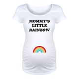 Bloom Maternity Women's Tee Shirts WHITE - White 'Little Rainbow' Maternity Scoop Neck Tee
