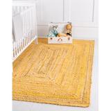 Brown/Yellow Area Rug - World Menagerie Kahwajian Hand-Braided Cotton Yellow Area Rug Cotton in Brown/Yellow, Size 96.0 W x 0.5 D in | Wayfair