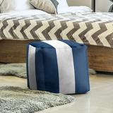 East Urban Home West Virginia Stripes Cube Ottoman Polyester/Fade Resistant/Scratch/Tear Resistant in Blue/White | Wayfair