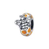 Silver Angle Women's Jewelry Charms White - Orange & Sterling Silver Honey Bee Hexagon Bead Charm