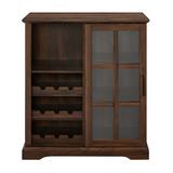 Walker Edison Cabinets Dark - Dark Walnut Finish Sliding Glass Door Bar Cabinet