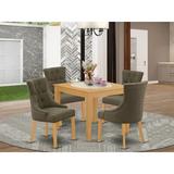 Winston Porter Paltrow 4 - Person Counter Height Rubberwood Solid Wood Dining Set Wood/Upholstered Chairs in Brown, Size 30.0 H in | Wayfair