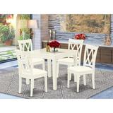 Winston Porter Chantelle 5 - Piece Rubberwood Solid Wood Dining Set Wood/Upholstered Chairs in White, Size 30.0 H in | Wayfair