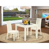 Highland Dunes Urbanek 3 Piece Solid Wood Dining Set Wood/Upholstered Chairs in White, Size 30.0 H in | Wayfair CD8B9F57C0144AD69DF95578B6117B2F