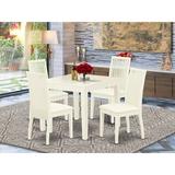 Winston Porter Phocas 5 Piece Solid Wood Dining Set Wood/Upholstered Chairs in White | Wayfair CAF4241ECDB449FF9F185800B3F47E09