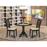 Winston Porter Lewisburg 3 Piece Drop Leaf Solid Wood Dining Set Wood/Upholstered Chairs in Black, Size 30.0 H in | Wayfair