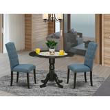 Canora Grey Mckeown Drop Leaf Rubberwood Solid Wood Dining Set Wood/Upholstered Chairs in Black, Size 29.5 H in | Wayfair