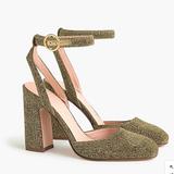 J. Crew Shoes | J Crew Harlow Ankle-Strap Pumps In Gold Lurex | Color: Gold | Size: 7