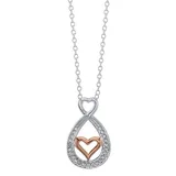 Brilliance Two Tone Mother Daughter Crystal Heart Pendant Necklace, Women's, White