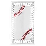 Sweet Jojo Designs Baseball Patch Photo Op Fitted Crib Sheet Polyester in White, Size 8.0 H x 28.0 W x 52.0 D in | Wayfair