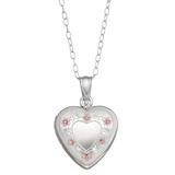 "Charming Girl Sterling Silver Flower Heart Locket Necklace, Girl's, Size: 15"", Pink"