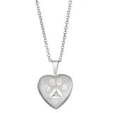 "Charming Girl Sterling Silver Diamond Accent Paw Locket Necklace, Girl's, Size: 15"", White"