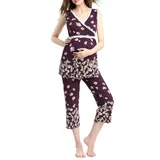 Kimi & Kai Women's Maternity Nursing Loren Pajamas Sleepwear Set, Medium