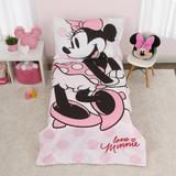 Disney Minnie Mouse 4 Piece Toddler Bedding Set Polyester in Brown/Indigo/Pink | Wayfair 6022416