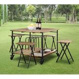 Gracie Oaks Sanni 5 Piece Counter Height Dining Set Wood/Metal in Black/Brown, Size 35.5 H in | Wayfair 001ABF9203ED4C949F4B7EE10189C86E