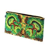 Magic Flower,'Green Floral Cotton Blend Clutch from Thailand'