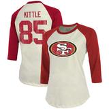 Women's Fanatics Branded George Kittle Cream/Scarlet San Francisco 49ers Player Raglan Name & Number 3/4-Sleeve T-Shirt