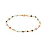 Peermont Women's Anklets Gold - 18k Gold-Plated & Rainbow Round Crystal Anklet