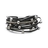 Don't AsK Women's Bracelets Black - Black Crystal & Silvertone Crystal Wrap Bracelet