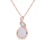 Belk & Co 2 Ct. T.w. Ethiopian Opal And 1/10 Ct. T.w. Diamond Twist Pendant With Chain In 10K Rose Gold