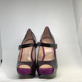 Jessica Simpson Shoes | Black Patent Leather Purple Suede Peep Toe | Color: Black/Purple | Size: 8