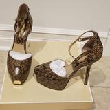 Michael Kors Shoes | Brand New Michael Kors Snakeskin Platform Pumps | Color: Brown | Size: 9
