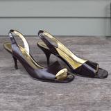 Nine West Shoes | Bcbg Patent Leather Peep-Toe Heel - Dark Purple | Color: Purple | Size: 9
