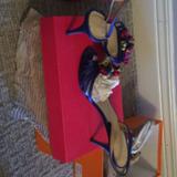 Kate Spade Shoes | Blue Satin Kate Spade Slingbacks | Color: Green/Pink | Size: 9.5