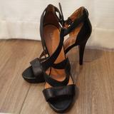 Nine West Shoes | Black Leather Strappy Nine West 3inch Heels | Color: Black | Size: 8.5