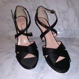 Kate Spade Shoes | Bnwot Kate Spade Frances Satin High Heel Sandals | Color: Black/Cream | Size: 9.5