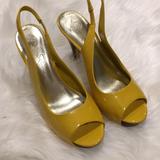 Jessica Simpson Shoes | Bright Yellow Platform Sling Heels | Color: Yellow | Size: 7.5