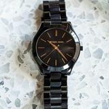 Michael Kors Accessories | Black Michael Kors Women Slim Runway Wrist Watch | Color: Black/Gold | Size: Os