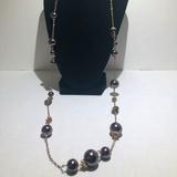 J. Crew Jewelry | Black Pearl (Faux) Long Necklace | Color: Gold/Gray | Size: Os