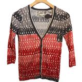 Anthropologie Sweaters | Anthro Field Flower Coral Cotton Cashmere Cardigan | Color: Gray/Red | Size: Xs