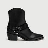Zara Shoes | Black Leather Cowboy Ankle Boots | Color: Black | Size: 7