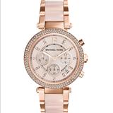 Michael Kors Accessories | Blush Acetate & Rose Gold Tone Watch, 39mm | Color: Gold/Tan | Size: Can Remove Links