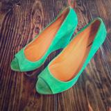 J. Crew Shoes | Bright Green J. Crew Suede Wedges | Color: Green | Size: 7