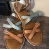 American Eagle Outfitters Shoes | Aeo | Mint, Tan & Rose Strappy Sandal | Color: Green/Tan | Size: 9