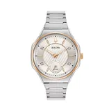 Bulova Women's CURV Stainless Steel Diamond Accent Watch - 98P182, Size: Large, Silver